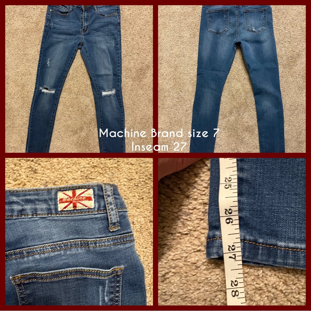 Machine Women's Distressed Blue Skinny Jeans